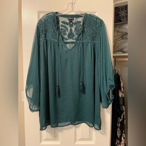 Torrid sheer forest green blouse